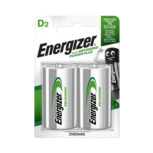 Pack de pilas recargables D, HR20, 2500mah, ENERGIZER Power Plus.