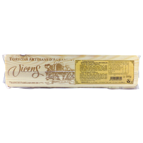 VICENS Turrón de yogur con pistachos 300 g.