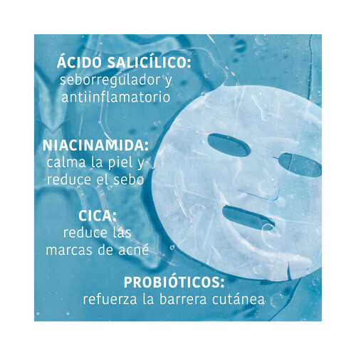 IROHA NATURE Mascarilla facial antiimperfecciones con ácido Salicílico, Niacinamida, Cica y Probióticos.