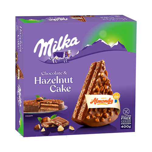 MILKA Tarta de chocolate Milka con avellanas sin gluten MILKA 400 g.