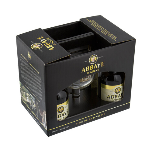 ABBAYE D'AULNE BLONDE Cervezas belgas rubias más una copa pack de 4 botellas 33 cl.