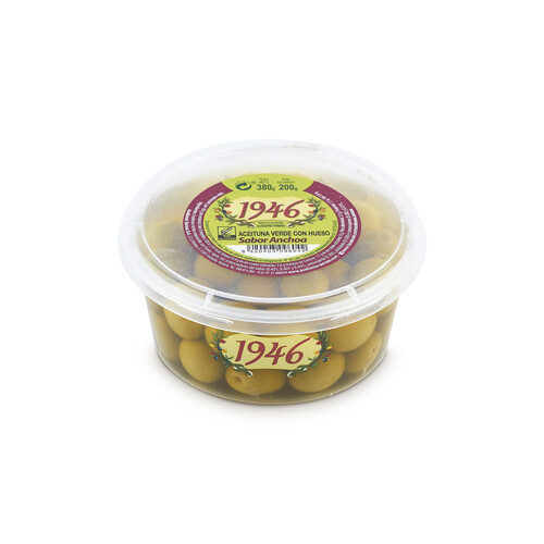 1946 Aceitunas verde con hueso sabor anchoa 1946 200 g.