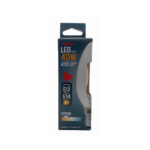 Bombilla Led E14, 4,2W=40W, luz cálida, 470lm, PRODUCTO ALCAMPO.