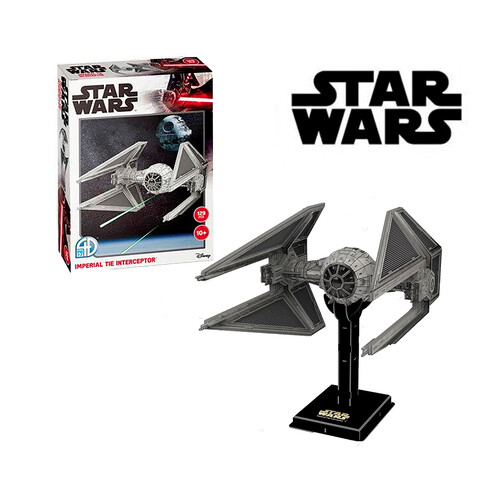 Puzzle 3D Interceptor TIE Star Wars de 129 piezas.