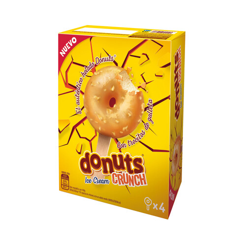 DONUTS Helado recubierto de dulce de leche cib tricutis de galleta 4 X 75 ml.