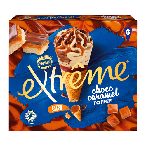 EXTRÈME de Nestlé Conos de helado de chocolate y caramelo toffee 6 x 110 ml.