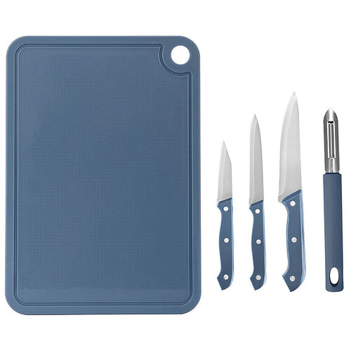 Set de tabla de corte, 3 cuchillos y pelador, ACTUEL.