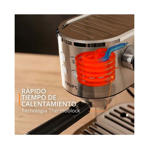 Cafetera espresso manual KRUPS XP4418, presión 15 bar, vaporizador, 