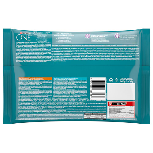 PURINA One Comida para gatos sensitive a base de pollo y zanahorias (2) o atún y zanahorias (2) 4 x 85 g.