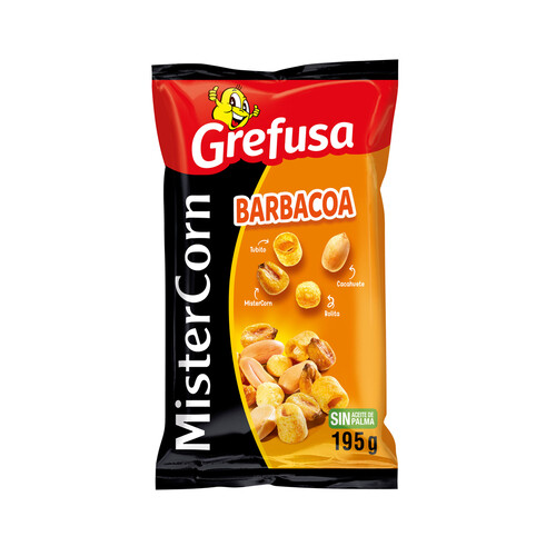  GREFUSA Mistercorn Cocktail de frutos secos sabor barbacoa en  bolsa 195 g