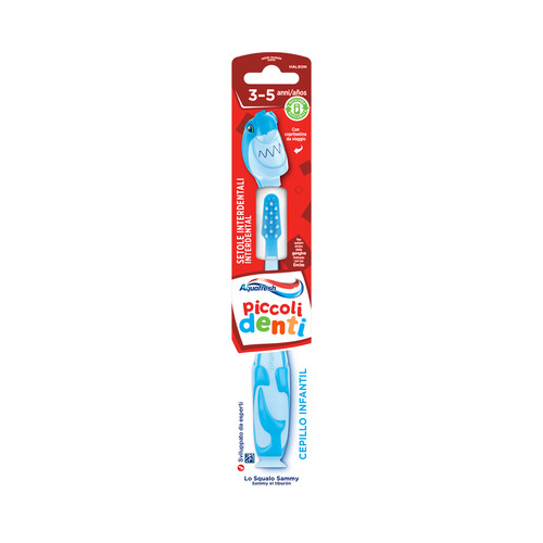 AQUAFRESH Cepillo de dientes infantil (3 a 5 años), con capuchón y base con ventosa.