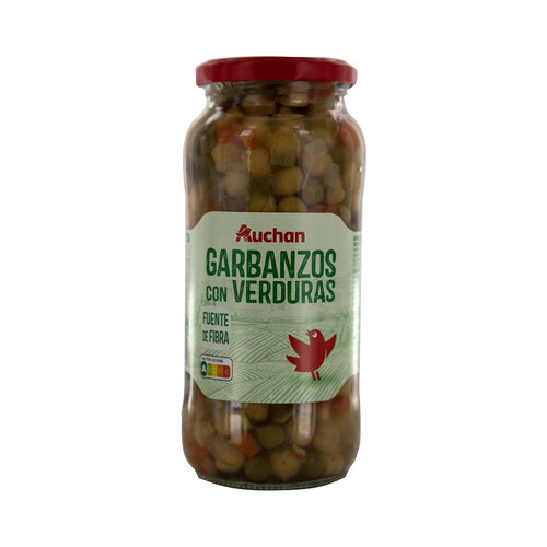 PRODUCTO ALCAMPO Garbanzos cocidos con verduras frasco de 400 g.