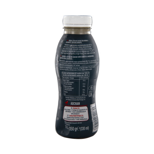 AUCHAN Protein + Bebida lactea al cacao con sabor a cacahuete, sin grasa ni azúcares añadidos y con alto contenido en proteína 330 ml. Producto Alcampo