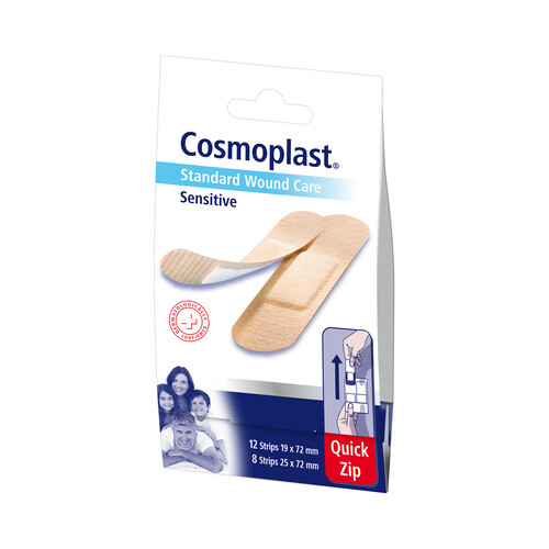 COSMOPLAST Apositos de 2 tamaños diferentes y con fácil sistema de apertura COSMOPLAST Sensitive 20 uds.