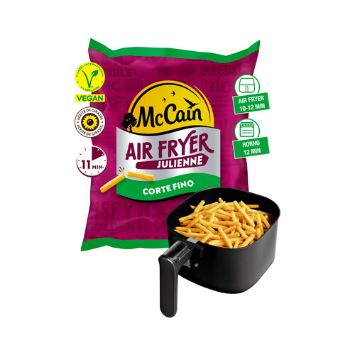 McCAIN Julienne Patatas con corte fino, prefritas y ultracongeladas, para hacer en freidora de aire (airfryer) 600 g.