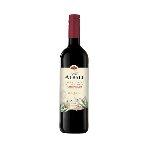 Vino tinto tempranillo ecológico con IGP Vino de la Tierra de Castilla VIÑA ALBALI botella de 75 cl.