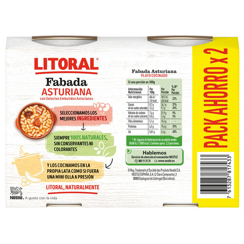 LITORAL Fabada asturiana pack de 2 uds. x 420 g.