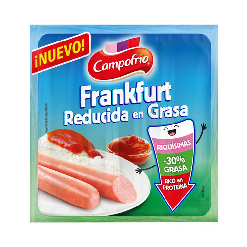 CAMPOFRÍO Salchichas tipo Frankfurt reducidas en grasa 140 g.