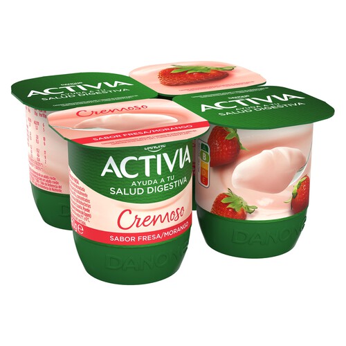 ACTIVIA Bífidus cremoso con 6 horas de fermentación y fresas de Danone 4 x 115 g.