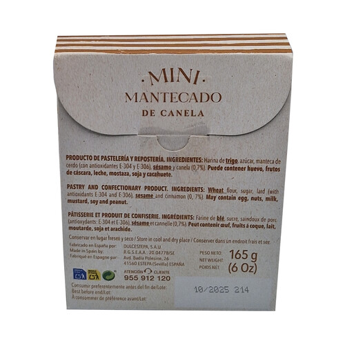 DULCESTEPA Mini mantecados canela 165 g.