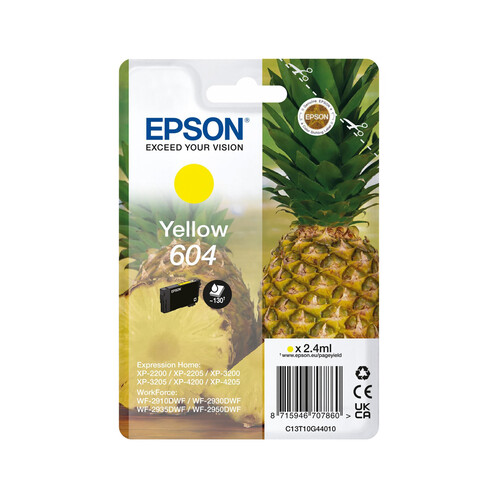 Cartucho de tinta EPSON 604 XP-2200/05, color amarillo.