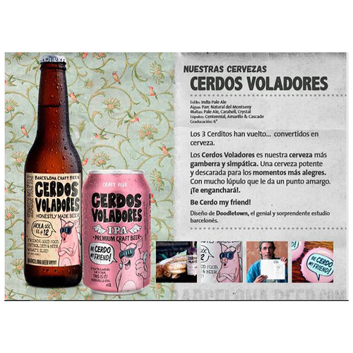CERDOS VOLADORES Cerveza rubia lata 33 cl.