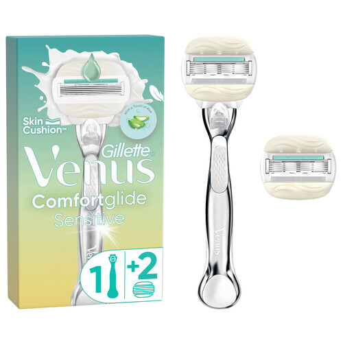 VENUS Confortglide sensitive de Gillette Maquina para depliación femenina con 2 cabezales de 5 hojas.