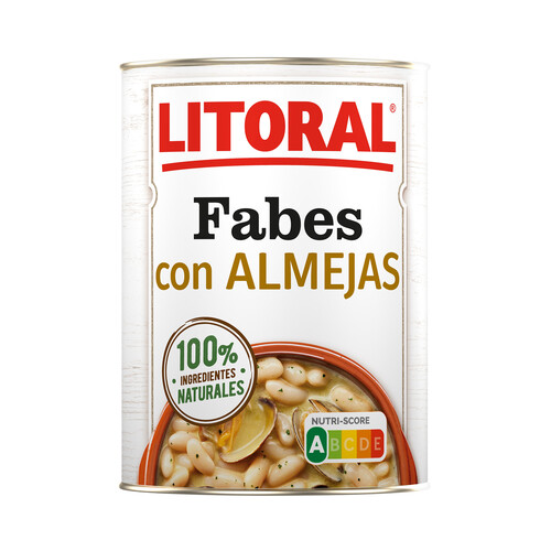 LITORAL Fabes con almejas con ingredientes 100% naturales lata de 440 g.