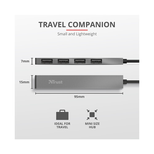 Hub 4 puertos Usb TRUST Halyx.