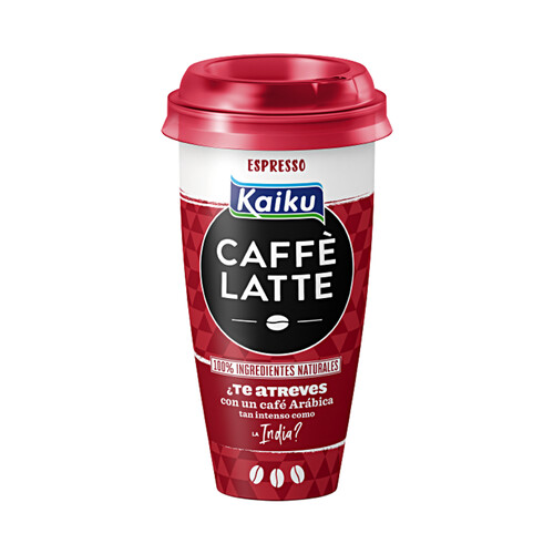 KAIKU Bebida de café Arábica intenso con un toque de leche Caffe latte espresso 230 ml.