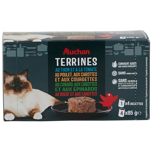 PRODUCTO ALCAMPO Comida para gatos húmeda de paté con atún y tomate PRODUCTO ALCAMPO 4 x 85 g.