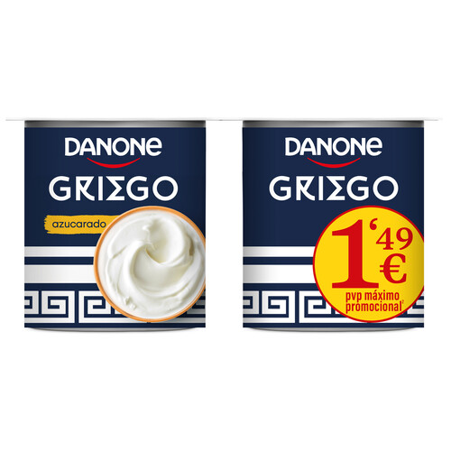 DANONE Yogur griego natural azucarado 4 x 110 g.