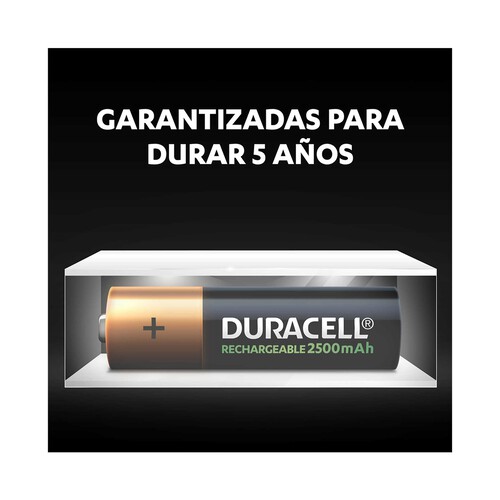 Pack de 4 pilas recargables AA, Ni-MH, HR06, DURACELL, 2.500 mAh