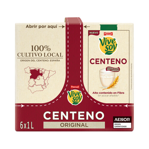 VIVESOY de Pascual Bebida vegetal de centeno, con sabor suave y cremoso 6 x 1 l.