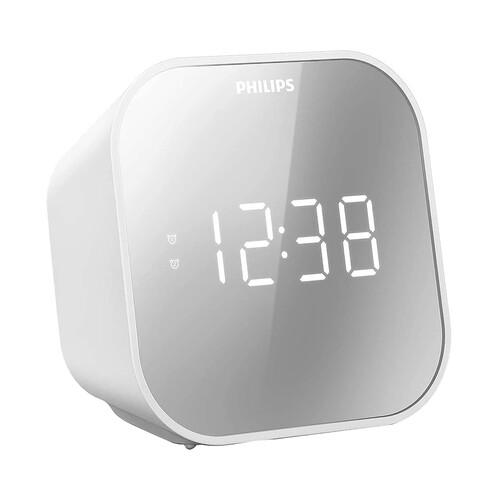 Radio reloj despertador PHILIPS TAR4406/12, alarma dual, radio FM, puerto USB.