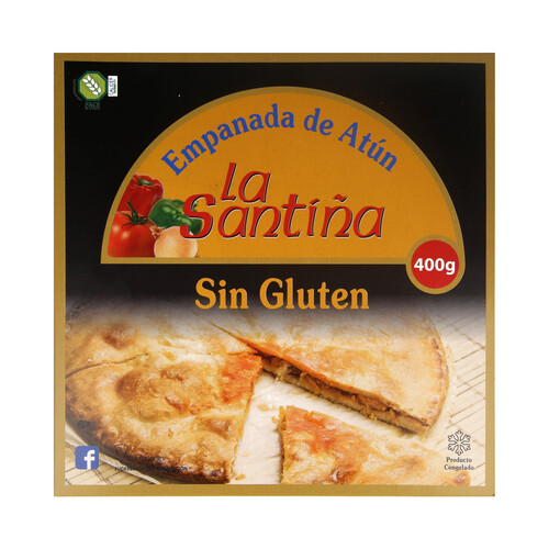 LA SANTIÑA Empanada de atún congelada elaborada sin gluten 400 g.