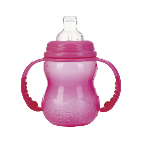 NUBY Biberón de entrenamiento con tetina y boquilla, 240ml., para bebés de 0 meses. 