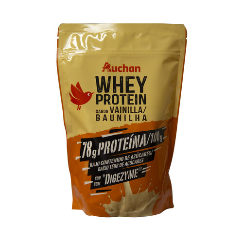 PRODUCTO ALCAMPO Whey protein sabor vainilla con Digezyme y bajo contenido en azúcares 400 g.