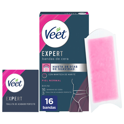 VEET Expert Bandas de cera fría para la zona del bikini, para pieles normales 16 uds.