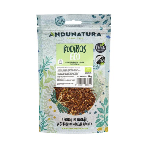 ANDUNATURA Hierbas para infusión de rooibos ecológico 40 g.