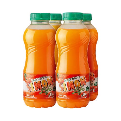 SIMON LIFE Refresco zumo con sabor mandarina SIMON LIFE pack de 4 uds x 330 ml.