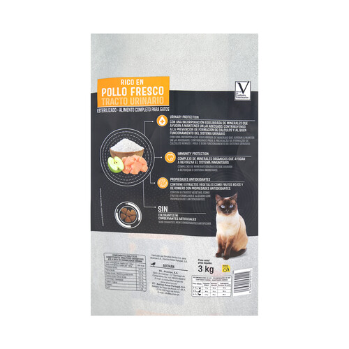 PRODUCTO ALCAMPO Alimento de gato seco tracto urinario esterilizado Auchan expert 3 kg.