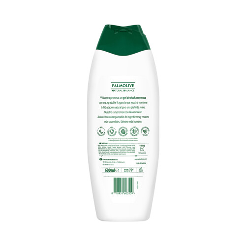 PALMOLIVE Natural balance Gel para baño o ducha con textura crema, especial pieles sensibles 600 ml.