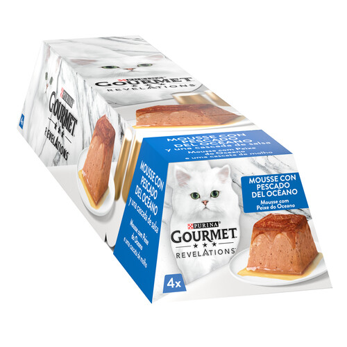 PURINA Gourmet Alimentación para gato húmeda en tarrina, con sabor a pescado 4 uds 57 g 