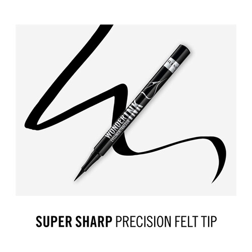 RIMMEL Wonder ink tono negro Eyeliner líquido con punta de fieltro super afilada de alta precisión.