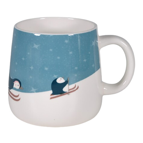 Taza mug de porcelana 35CL, decorado pingüinos, ACTUEL-