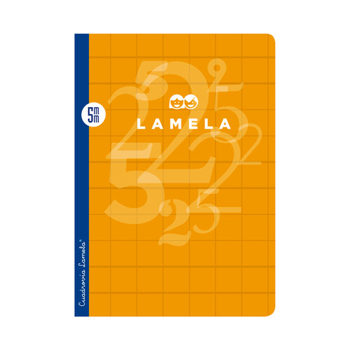 Cuaderno de grapa tamaño cuarto. 50 hojas. Cuadrovía de 5 mm., 8 colores surtidos. EDITORIAL LAMELA.