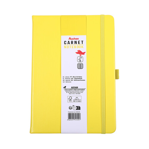 Cuaderno notas A5 de 96 hojas, color amarillo, ALCAMPO.