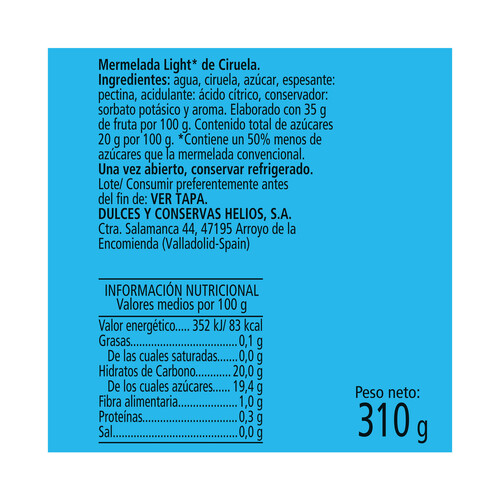 TORNEO Mermelada de ciruela light 310 g 