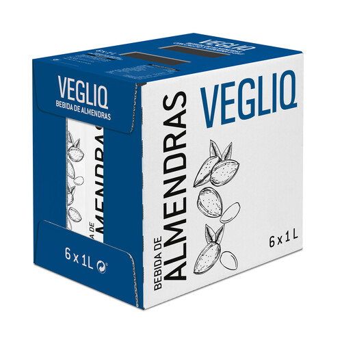 VEGLIQ Bebida vegetal de almendras, enriquecida con calcio 6 x 1 l.